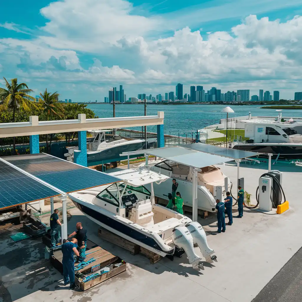 Environmentally safe boat motor service by the waterfront in Miami