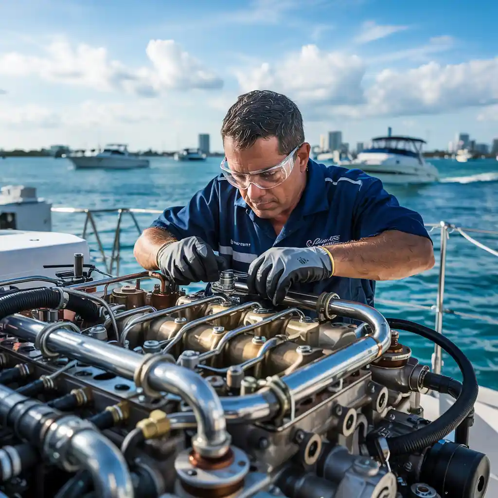 Emergency hull repair for speedboat in Miami dock